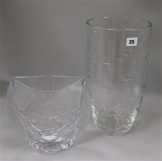 A Waterford glass vase and a Galway vase height 37cm